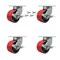 Service Caster 6'' Heavy Duty Red Poly on Cast Iron Caster Set with Brake and Swivel Lock, 4PK CRAN-SCC-KP92S630-PUR-RS-SLB-BSL-4 - alternate 1